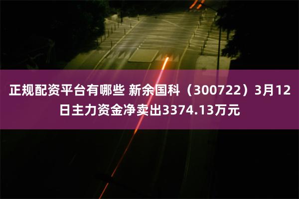 正规配资平台有哪些 新余国科（300722）3月12日主力资金净卖出3374.13万元