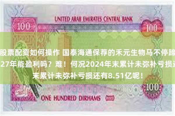 股票配资如何操作 国泰海通保荐的禾元生物马不停蹄提交注册，2027年能盈利吗？难！何况2024年末累计未弥补亏损还有8.51亿呢！