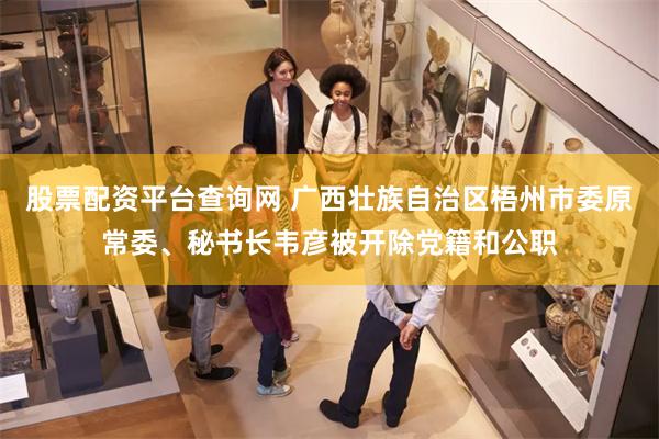 股票配资平台查询网 广西壮族自治区梧州市委原常委、秘书长韦彦被开除党籍和公职